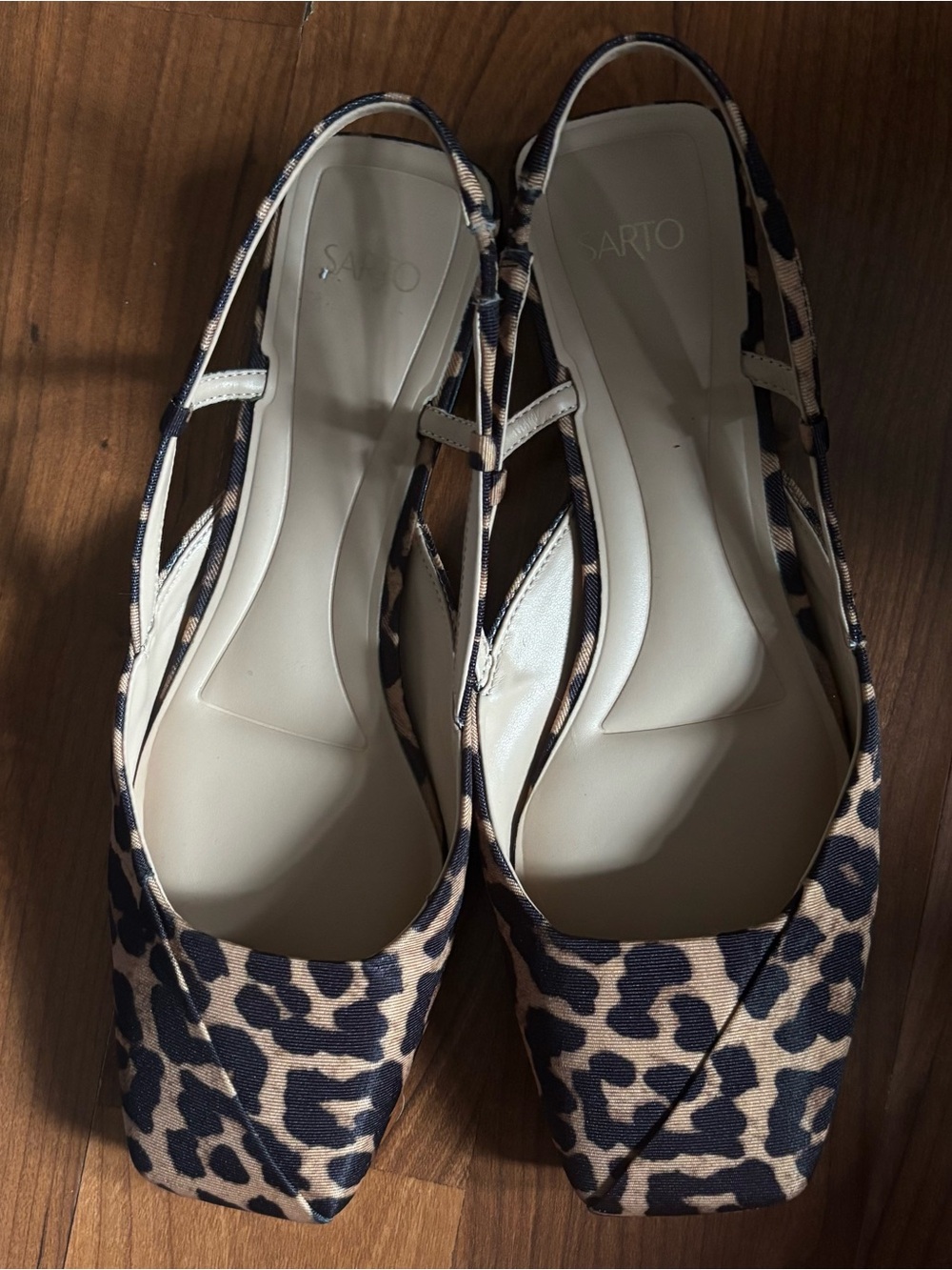 Franco Sarto Leopard Print Slingback Flats - Tan/Black telica square 8.5 -9 nwot - Picture 3 of 7